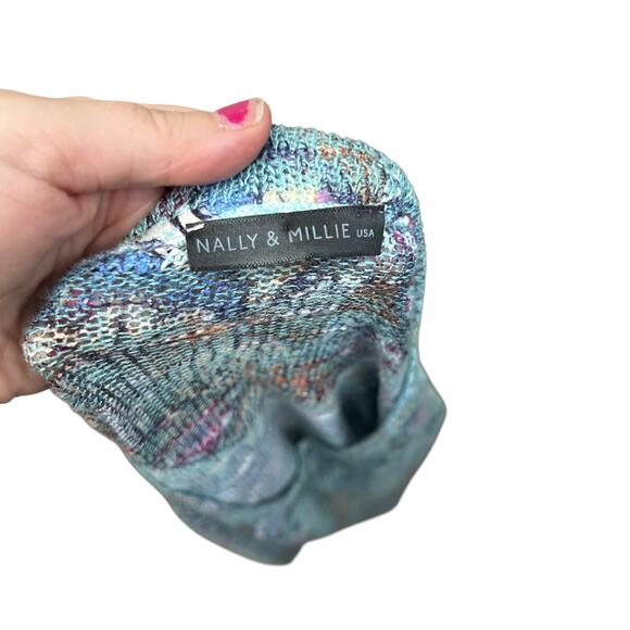 Artsy Boho Knit Top Nally & Millie Abstract Floral V-Neck 3/4 Sleeve‎ M - Picture 8 of 8